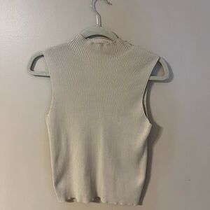 Sleeveless Cream Ribbed Top